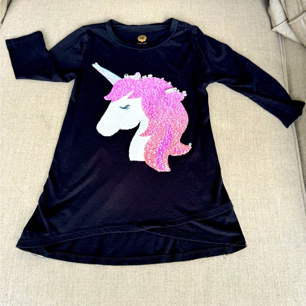 Total Girl, Ling Sleeve, Black, Unicorn, Top, Size 6